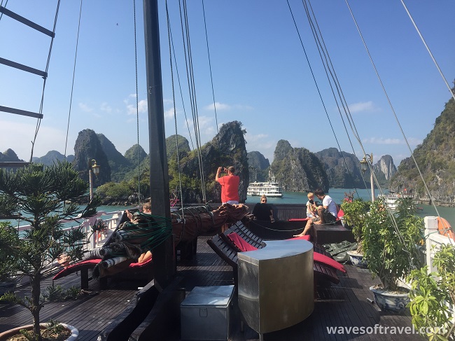 Ha Long Bay Boat Sundeck Hanoi Vietnam