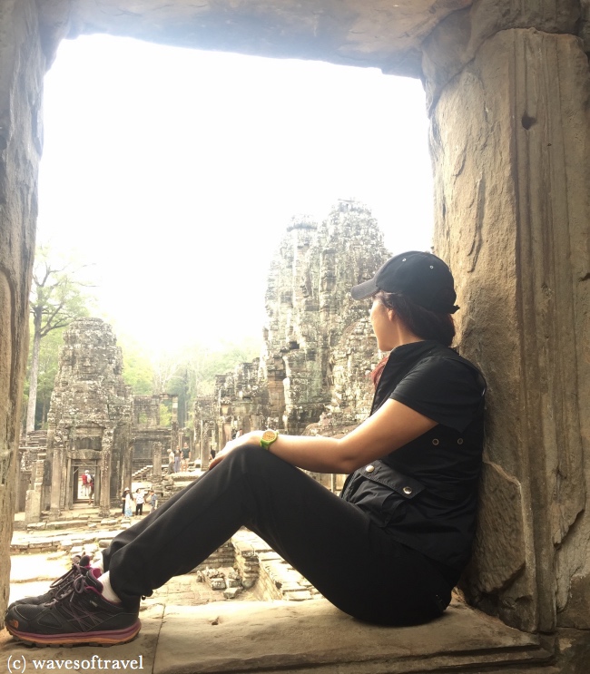 My outfit gives Tomb Raider vibes. See the pockets on my Ralph Lauren vest? Photo taken at Angkor Thom Temple, Siem Reap, Cambodia.